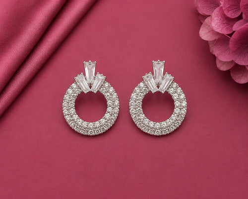 Juhika Gold-Tone Crystal Heart Drop Earrings for Women
