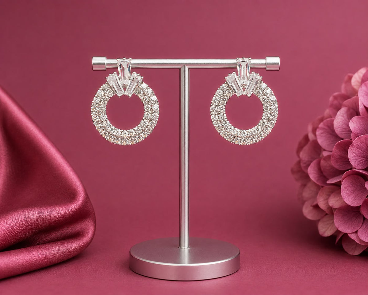 Juhika Gold-Tone Crystal Heart Drop Earrings for Women
