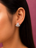 Juhika Silver-Tone Crystal Fan Drop Earrings for Women
