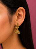 Juhika Gold-Tone Floral Jhumka Earrings for Women
