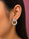 Juhika Silver-Tone Crystal Hoop Drop Earrings for Women
