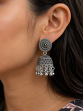 Juhika Oxidized Silver Jhumka Earrings for Women | Traditional Statement Earrings