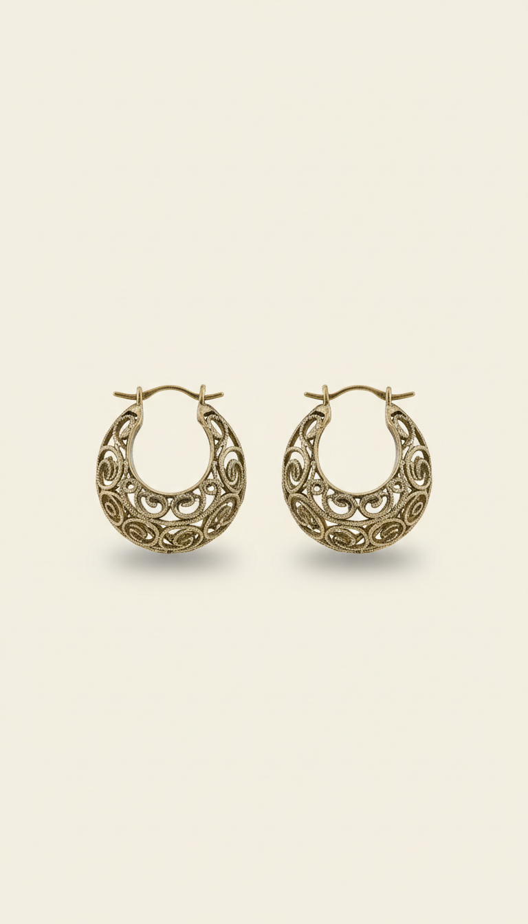 Filigree Hoop Earrings with Lattice Detailing